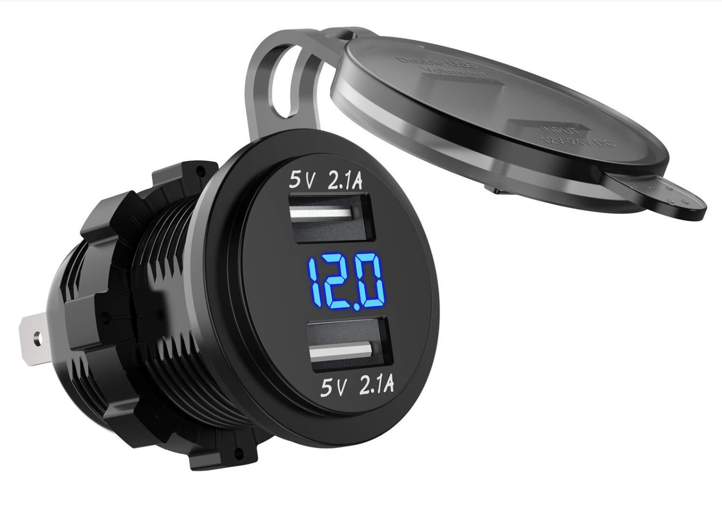 Cargador USB Dual con Voltímetro Cargador USB Dual con Voltímetro