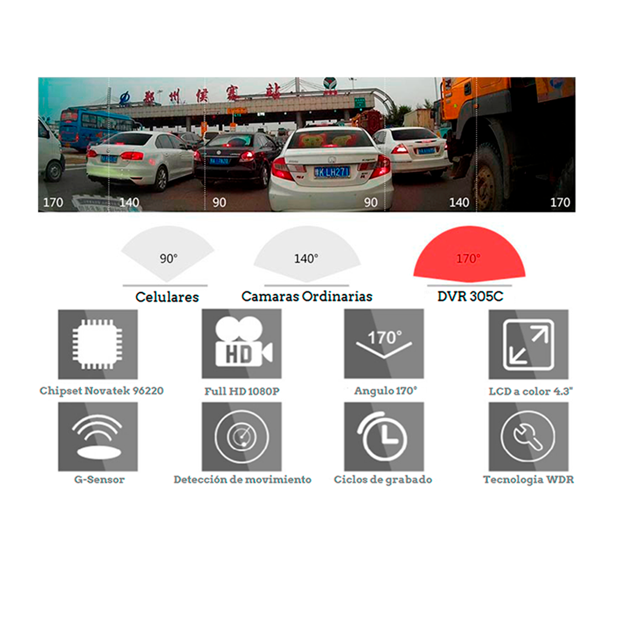 Espejo DVR con pantalla y doble cámara Espejo DVR con pantalla y doble cámara